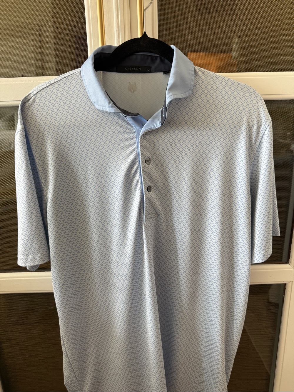 Greyson Men's Pale Blue Geo-Pattern Polo